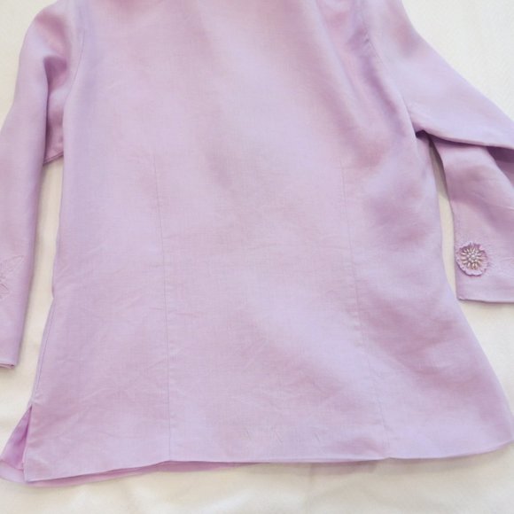 Anne Carson Lavender LINEN Blazer Jacket, Lined Size Small - Picture 2 of 5
